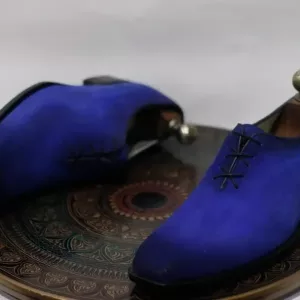 Handmade Suede Leather Men Blue Shaded Two Tone Oxford lace up shoes, Men stylish Dress & Formal Shoes