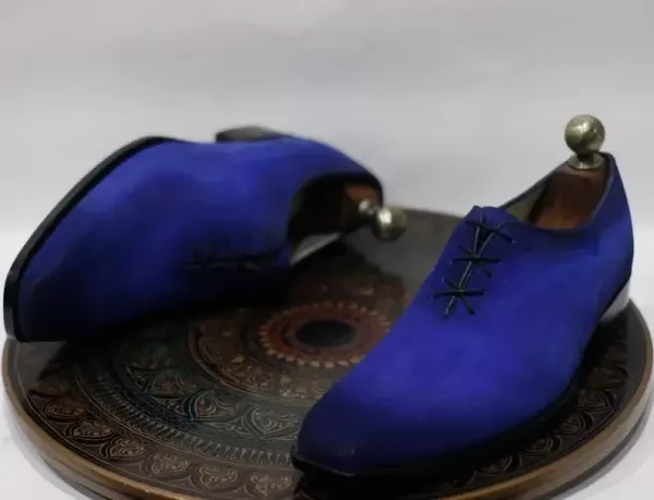 Handmade Suede Leather Men Blue Shaded Two Tone Oxford lace up shoes, Men stylish Dress & Formal Shoes