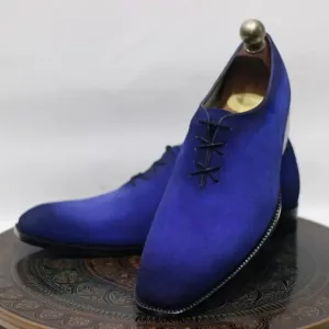 Handmade Suede Leather Men Blue Shaded Two Tone Oxford lace up shoes, Men stylish Dress & Formal Shoes