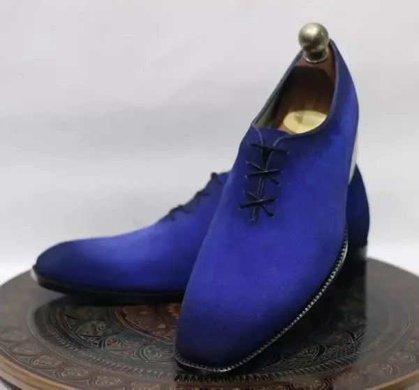 Handmade Suede Leather Men Blue Shaded Two Tone Oxford lace up shoes, Men stylish Dress & Formal Shoes