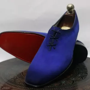 Handmade Suede Leather Men Blue Shaded Two Tone Oxford lace up shoes, Men stylish Dress & Formal Shoes