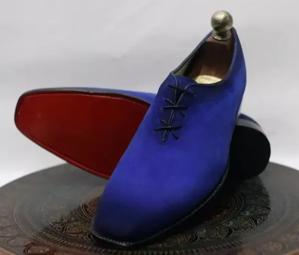 Handmade Suede Leather Men Blue Shaded Two Tone Oxford lace up shoes, Men stylish Dress & Formal Shoes