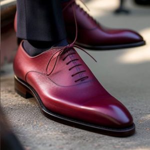 Men's Handmade Burgundy leather wholecut oxford shoe, Men's Dress up shoes