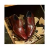 Handmade Burgundy Shaded Leather Lace up Dress Shoes for Men's, Men Wingtip Lace Shoes