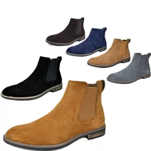 Men’s Slip On Chelsea Ankle Boots Suede Leather