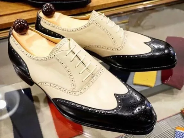 Handmade Two Tone Pure Leather Oxford Classic Shoes