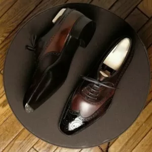 Men,s Handmade New Two-Tone Lace-up Brown Leather Dress Shoes