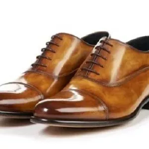 Men's Handmade Pure Leather Cap-Toe Oxford Shoes