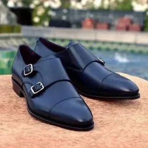 Men's Black Monk Strap Oxford Shoes