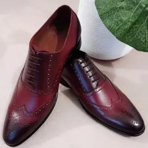 Men's Burgundy Two Shaded Oxford wingtip shos