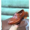 New Handmade Pure Brown Leather Stylish Loafer Shoes for Men's