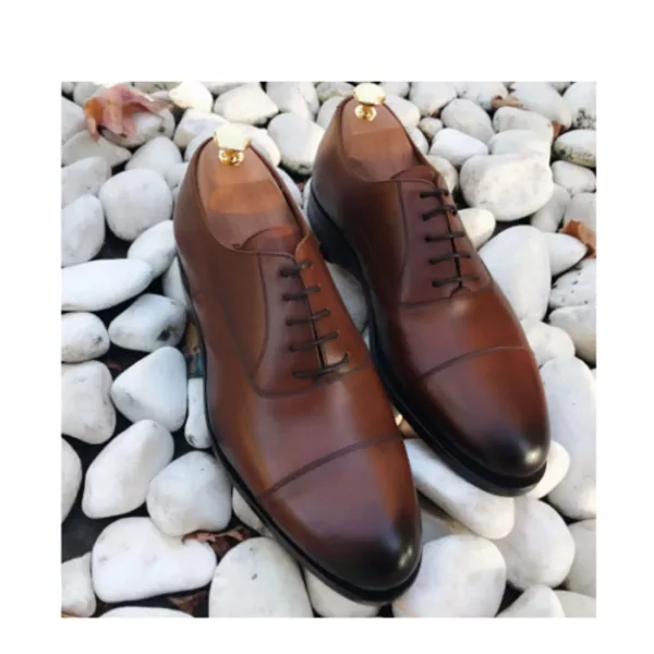 Handmade Men Brown Leather Oxford Shoes, Formal Dress Shoes