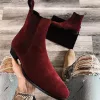 Handmade Chelsea Boots, Red Color Ankle High Leather Boot for Men