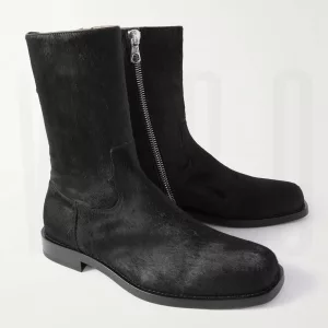 Hand made Men Ankle Suede Boots Fashion Boots Zipper Boots