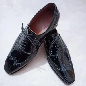 Men's Patent Black Leather Oxford Shoes