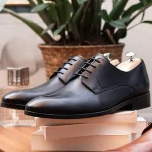 Men's Plane Leather Black Oxford Shoes