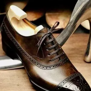 Men's Handmade Patina Shaded Oxford Dress Lace-up Shoes