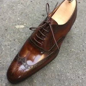 Men's Handmade Lace-up Wingtip Oxford shoes