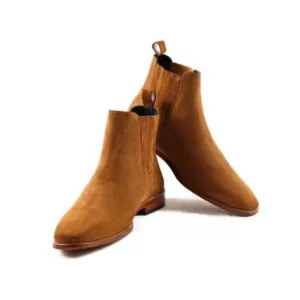 Men tan brown suede Chelsea, Men classic Suede Chelsea boots, Men ankle boots, Leather Boot, Handmade boot