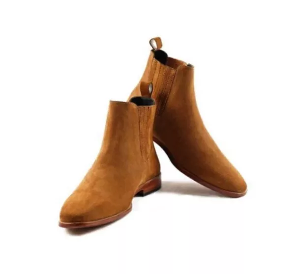 Men tan brown suede Chelsea, Men classic Suede Chelsea boots, Men ankle boots, Leather Boot, Handmade boot